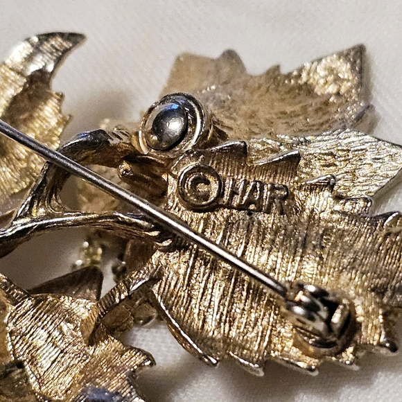 VTG HAR Hargo Double Flower Dangle Chain Tassells Goldtone 2.5" Brooch Pin - Picture 12 of 12